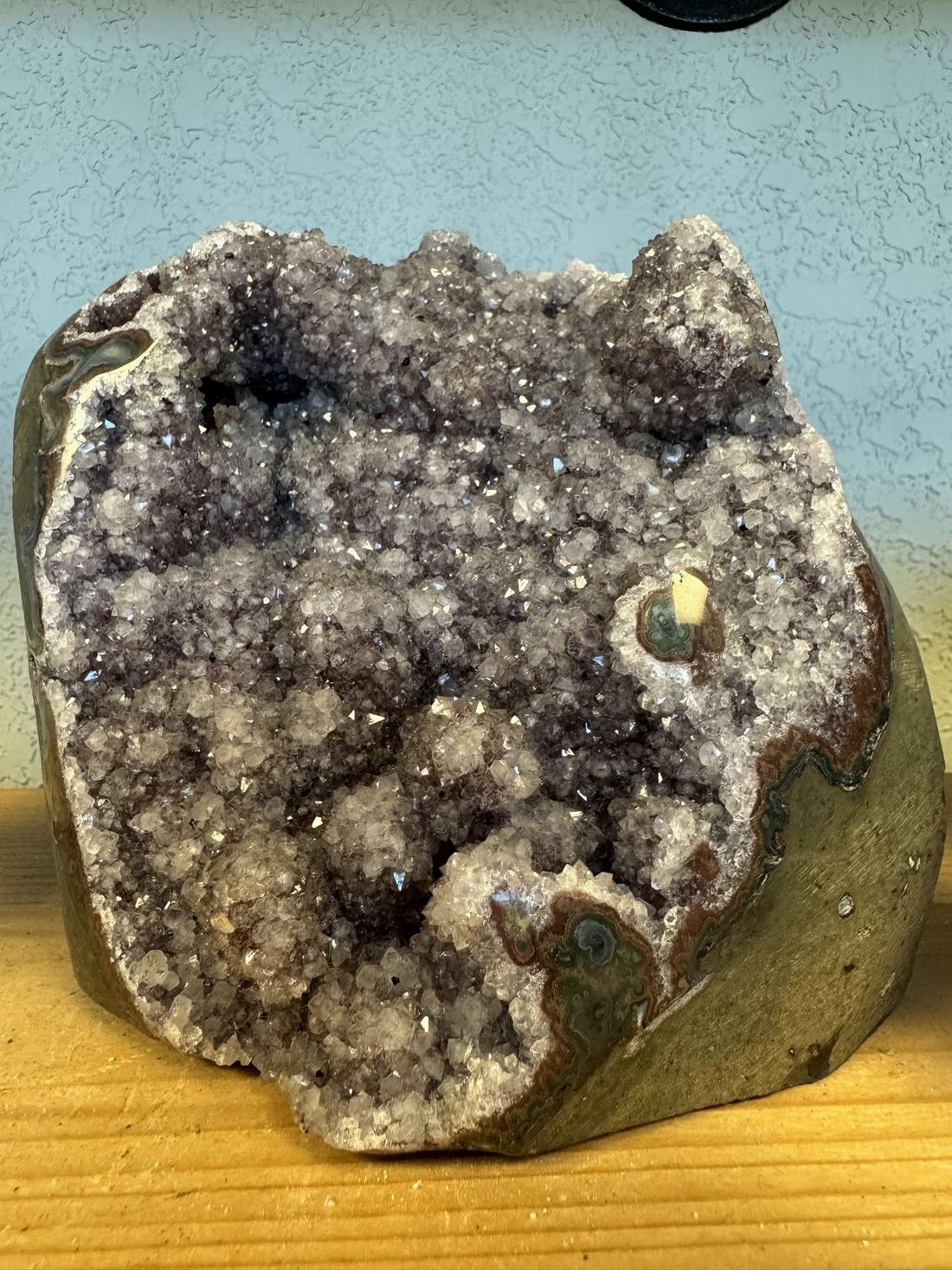 Amethyst geode on the shelf at Faded Walls